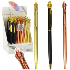 Pennan Automatisk Metall Krona Blå Bläck 1.0mm