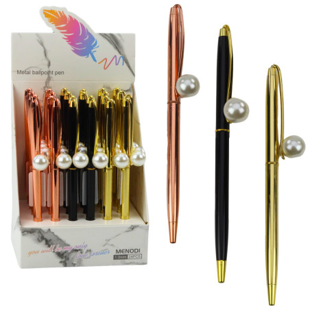 Pennan Automatisk Metallpärla Blå Bläck 1,0 mm