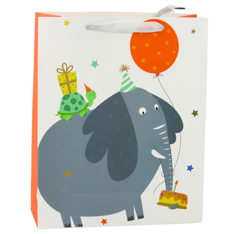 Papperspresentpåse Födelsedag Elefant 32 x 26 x 12cm