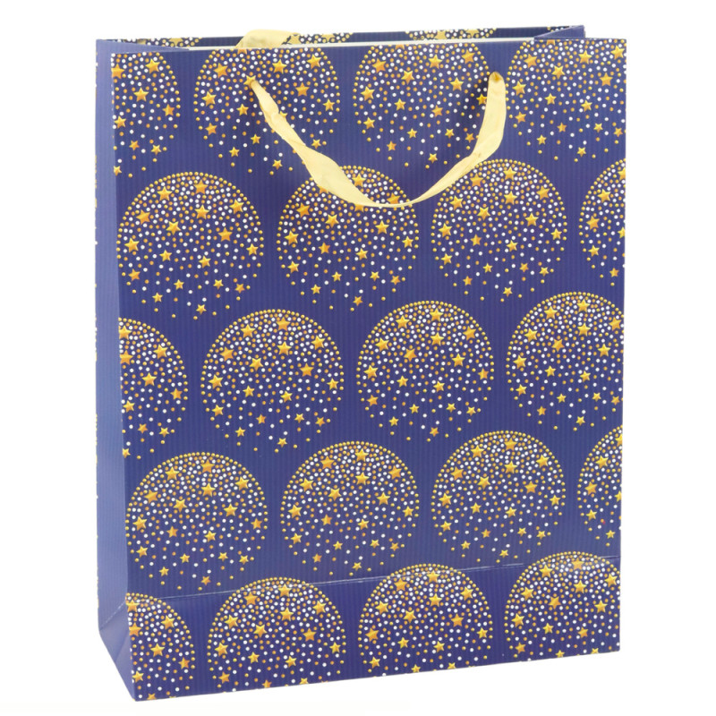Presentpåse Elegant med Guldiga Stjärnor Marinblå 32 x 26 x 12 cm