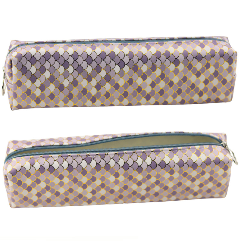 Pennfodral Skol Łuski Grå Glänsande Guldiga Element