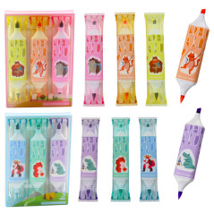 Set av markörer Rosa Blå Djurtema Två spetsar 3 st