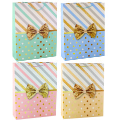 Stor Presentpåse med Gulddekoration och rosett 55 x 43 x 15cm