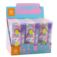 Pennfodral Skolmaterial med Enhörning Lila 20 x 8,5cm