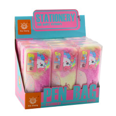 Mjuk Pennfodral Med Enhörning Glittrande Element Enhörning Rosa