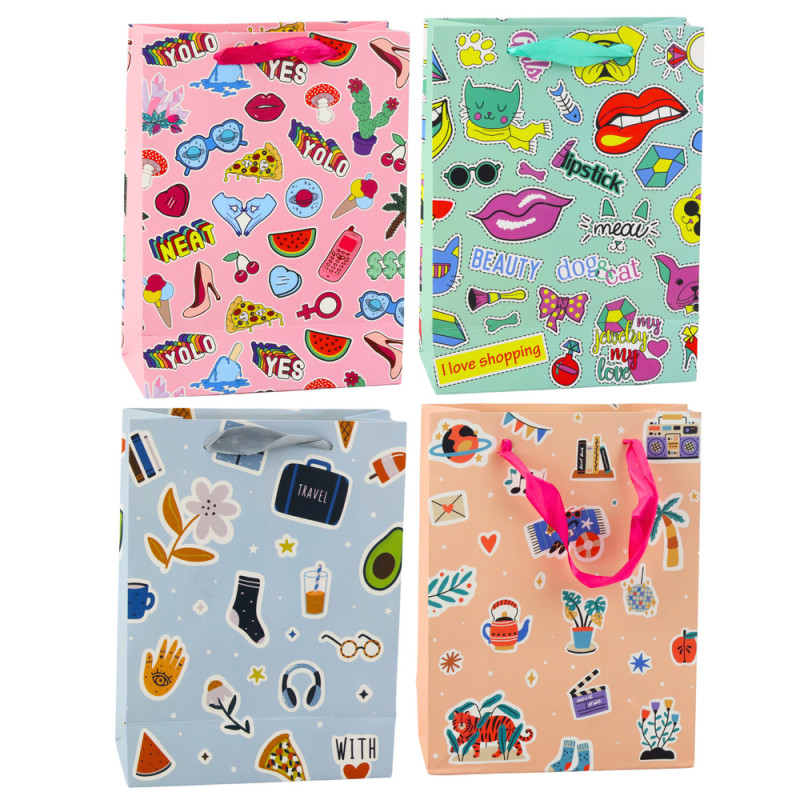 Presentpåse Klistermärken Färgglada Märken 23 x 18 x 10,5 cm