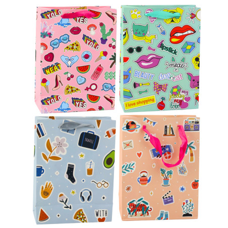 Presentpåse Klistermärken Färgglada Märken 23 x 18 x 10,5 cm