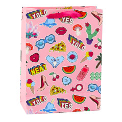 Presentpåse Klistermärken Färgglada Märken 23 x 18 x 10,5 cm