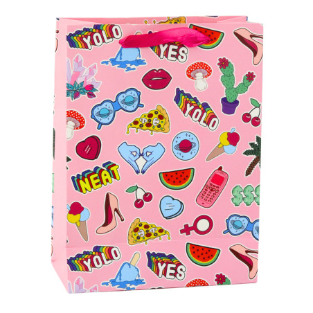 Presentpåse Klistermärken Färgglada Märken 23 x 18 x 10,5 cm