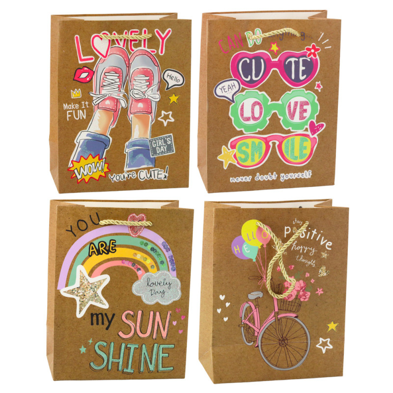 Papperspåse för presenter med färgglada motiv 23 x 18 x 10,5 cm