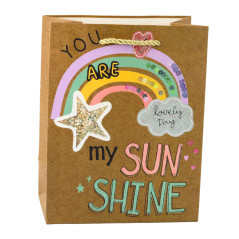 Papperspåse för presenter med färgglada motiv 23 x 18 x 10,5 cm