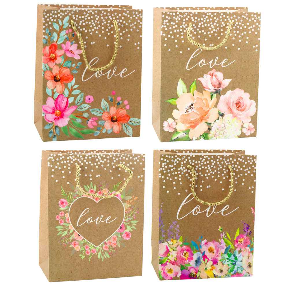 Presentpåse med texten Love Blommor 23 x 18 x 10,5 cm Presentpåse med texten Love Blommor 23 x 18 x 10,5 cm
