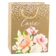 Presentpåse med texten Love Blommor 23 x 18 x 10,5 cm