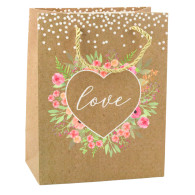 Presentpåse med texten Love Blommor 23 x 18 x 10,5 cm