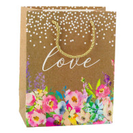 Presentpåse med texten Love Blommor 23 x 18 x 10,5 cm
