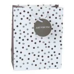 Presentpåse med prickar Texten Just For You 23 x 18 x 10,5 cm | HandlaSmidigt.se
