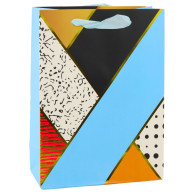 Papperspåse med geometriska mönster 23 x 18 x 10,5 cm