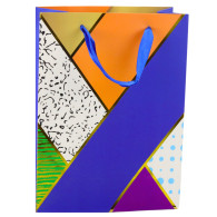 Papperspåse med geometriska mönster 23 x 18 x 10,5 cm