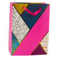 Papperspåse med geometriska mönster 23 x 18 x 10,5 cm