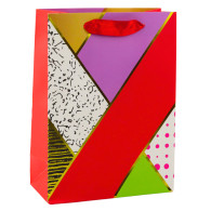 Papperspåse med geometriska mönster 23 x 18 x 10,5 cm