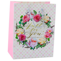 Presentpåse Mönster Blommor Bästa Önskningar 23 x 18 x 10,5 cm