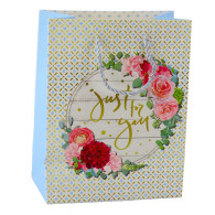 Presentpåse Mönster Blommor Bästa Önskningar 23 x 18 x 10,5 cm