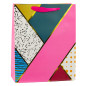Presentpåse i papper med geometriska mönster 32 x 26 x 12 cm