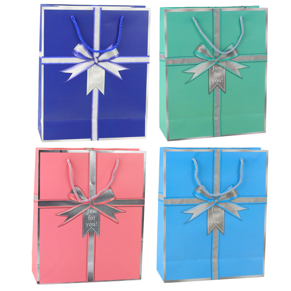 Presentpåse med rosett Just For You 32 x 26 x 12 cm