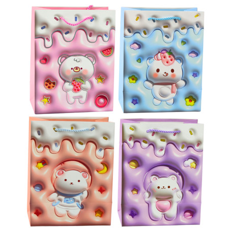 Papperspresentpåse med pastellfärger, 23 x 18 x 10,5 cm.