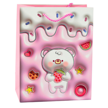 Papperspresentpåse med pastellfärger, 23 x 18 x 10,5 cm.