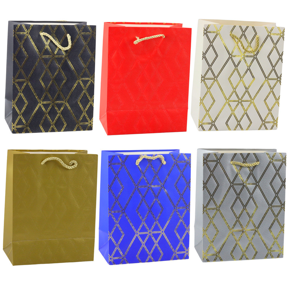 Papperspåse Elegant Presentpåse med Guldiga Mönster 23 x 18 x 10,5 cm