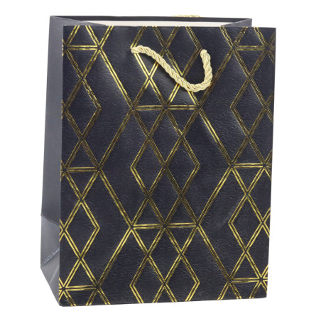 Papperspåse Elegant Presentpåse med Guldiga Mönster 23 x 18 x 10,5 cm