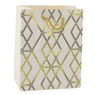 Papperspåse Elegant Presentpåse med Guldiga Mönster 23 x 18 x 10,5 cm