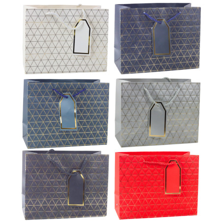 Presentpåse Geometrisk Guldlinjer 23 x 18 x 10 cm