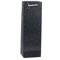 Presentpåse för vinflaska i papper med guldprickar 35 x 12 x 9 cm