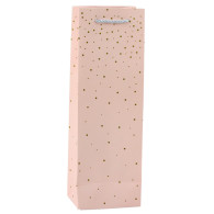 Presentpåse för vinflaska i papper med guldprickar 35 x 12 x 9 cm