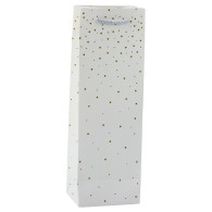 Presentpåse för vinflaska i papper med guldprickar 35 x 12 x 9 cm