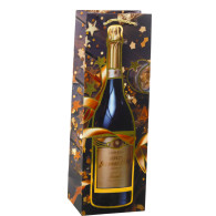 Presentpåse för vinflaska i papper, champagne 35 x 12 x 9 cm