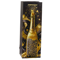 Presentpåse för vinflaska i papper, champagne 35 x 12 x 9 cm