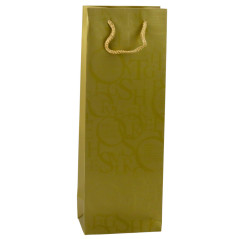 Presentpåse för vinflaska med mönster och text 35 x 12 x 9 cm