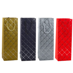 Presentpåse för vinflaska i papper med silverdetaljer 35 x 12 x 9 cm