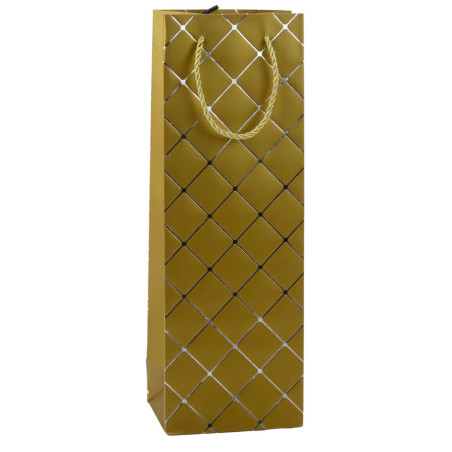 Presentpåse för vinflaska i papper med silverdetaljer 35 x 12 x 9 cm
