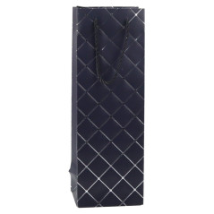 Presentpåse för vinflaska i papper med silverdetaljer 35 x 12 x 9 cm