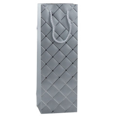 Presentpåse för vinflaska i papper med silverdetaljer 35 x 12 x 9 cm
