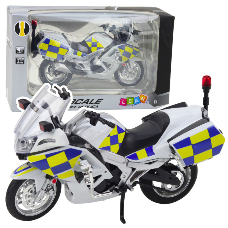 Motorcykel Polis Metall Ljus Ljud Vit 112
