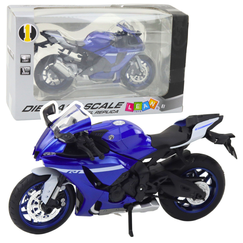Motorcykel Sport Metall Ljus Ljud Blå R1 112