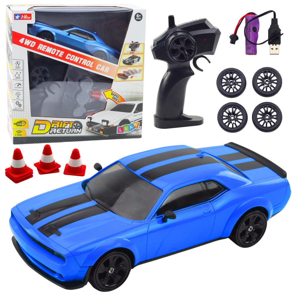 Bil Sport Drift Utbytbara Hjul Fjärrstyrd RC 4WD Blå Sport
