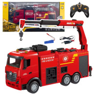Brandbil med fjärrstyrd kran RC-ljus Vatten Huina 118