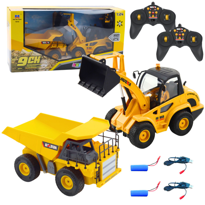 Set Laddare Bulldozer Tippbil 124 Fjärrstyrd RC 2i1