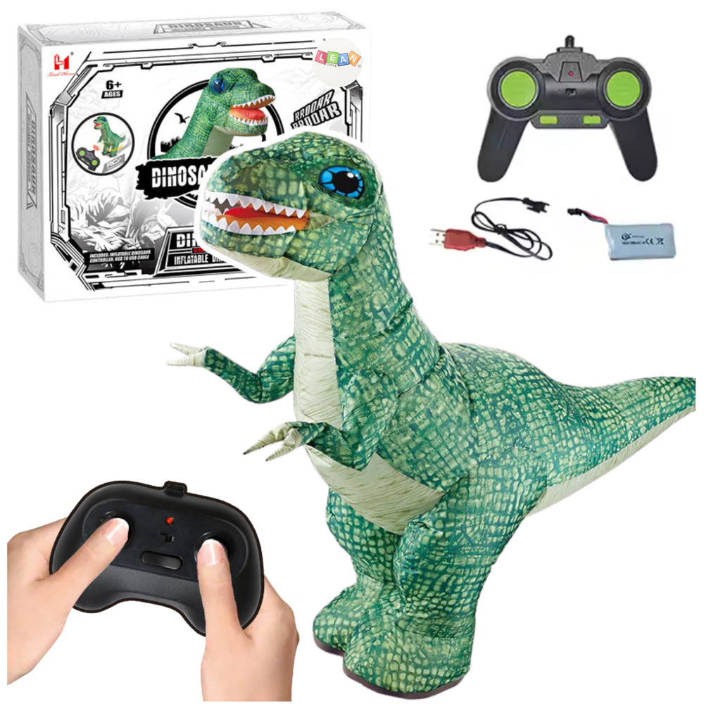 Stor Uppblåsbar Fjärrstyrd Grön Dinosaurie RC 130 x 190cm